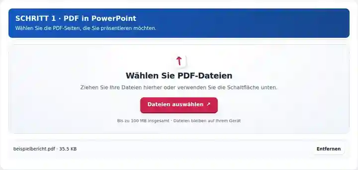 PDF in PowerPoint, Schritt 1: Wählen Sie die PDF-Seiten, die Sie präsentieren möchten.