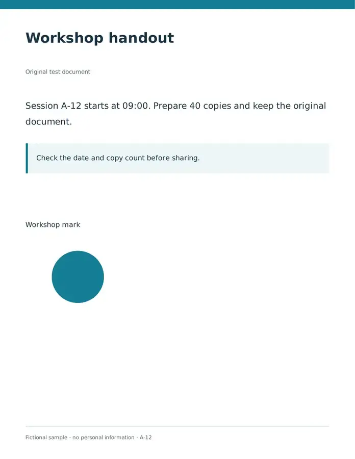 Actual first PDF with a teal circle below the text.