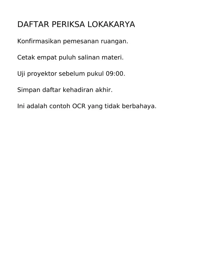 Daftar periksa sebenarnya yang hanya berisi gambar sebelum OCR, tanpa lapisan teks yang dapat dipilih.