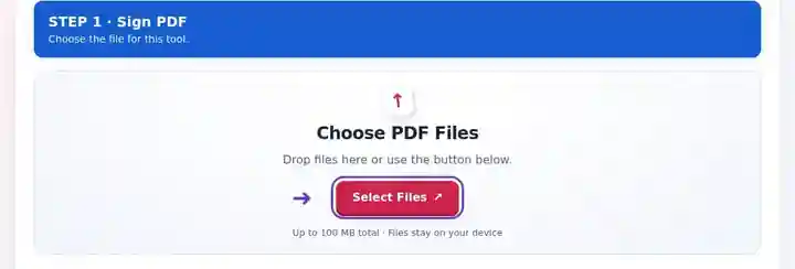 Sign PDF, step 1: Load the PDF and set Pages to the physical position of the signature line.