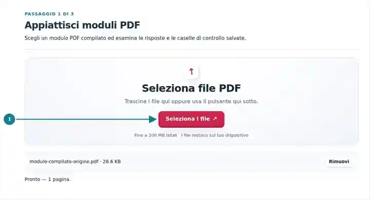 Appiattisci moduli PDF, passaggio 1: Scegli un modulo PDF compilato ed esamina le risposte e le caselle di controllo salvate.