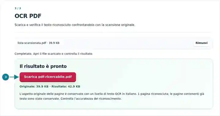 OCR PDF, passaggio 3: Scarica e verifica il testo riconosciuto confrontandolo con la scansione originale.