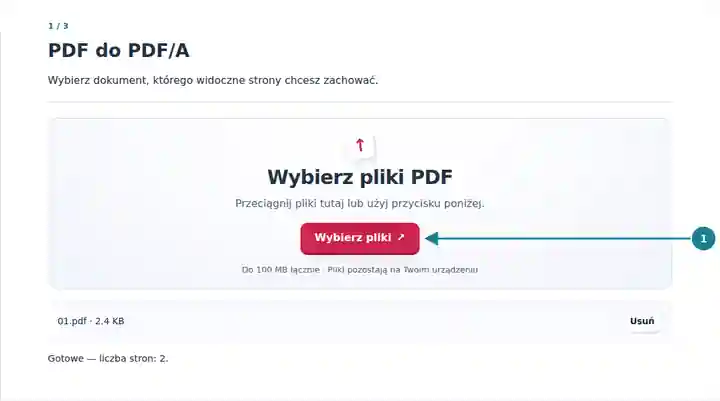 PDF do PDF/A: wybór oryginalnego PDF.