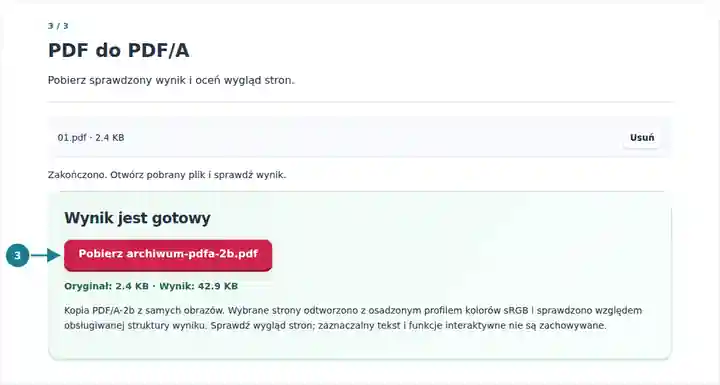 PDF do PDF/A: gotowa kopia archiwalna z samych obrazów do pobrania.