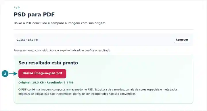 PSD para PDF: conversão da imagem composta concluída.